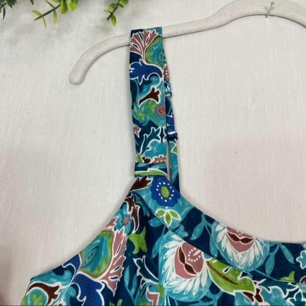 Cabernet Y2K Vintage Silky Satin Slip Dress Turquoise Retro Floral Print Chemise - Picture 5 of 12